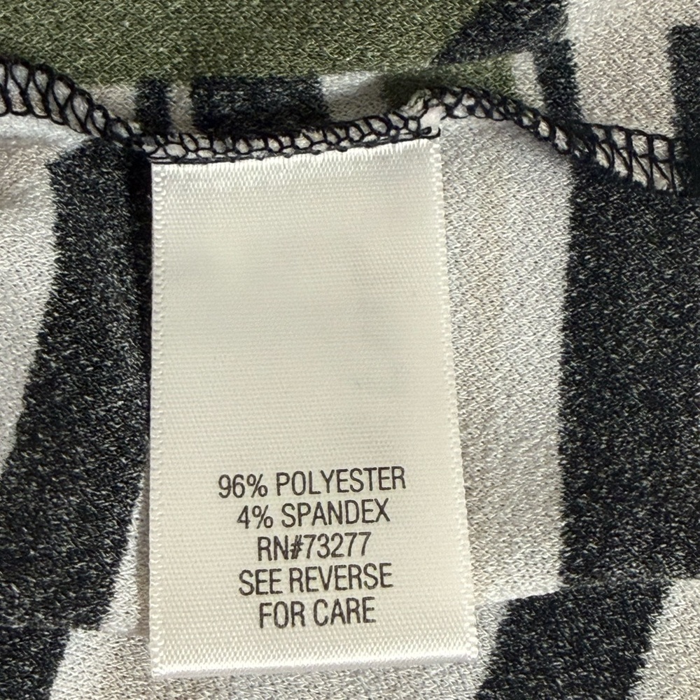 Dana Buchman Striped Split Neck Tunic Top Olive Black Cream XL - Picture 6 of 8